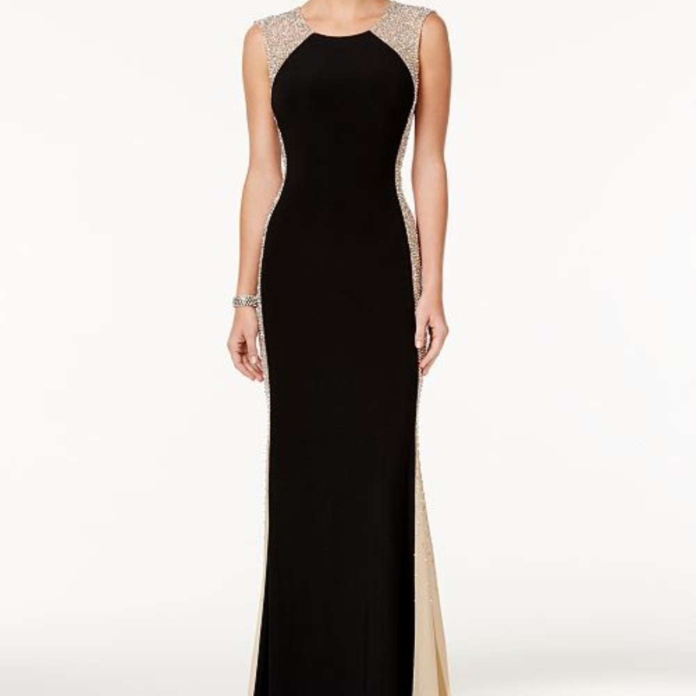 Xscape Illusion Beaded Evening Gown